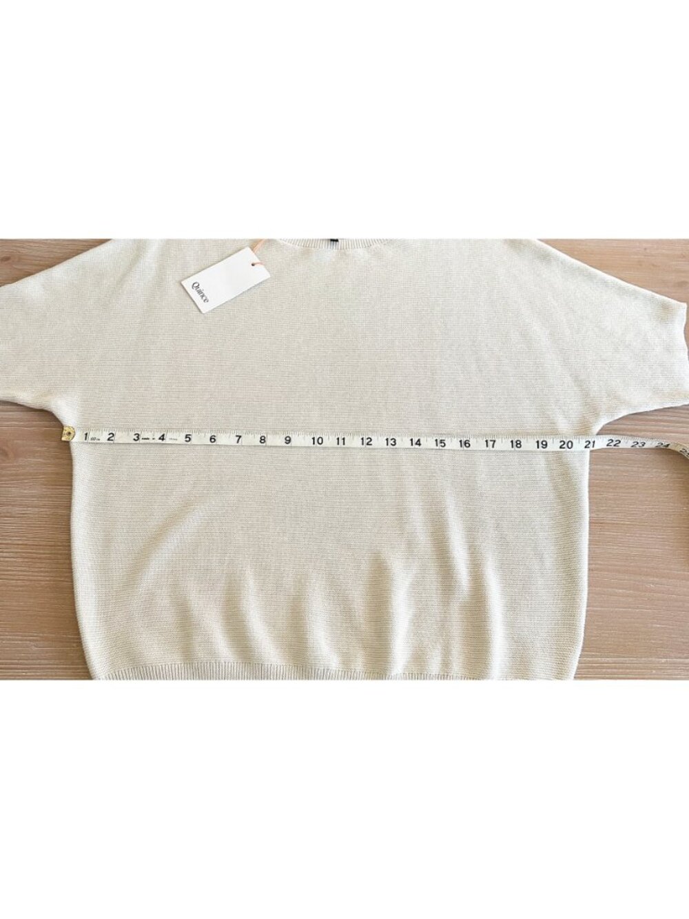 NWT Quince Lightweight Cotton Cashmere Dolman Sweater Heather Bone - X-Small - Picture 5 of 7
